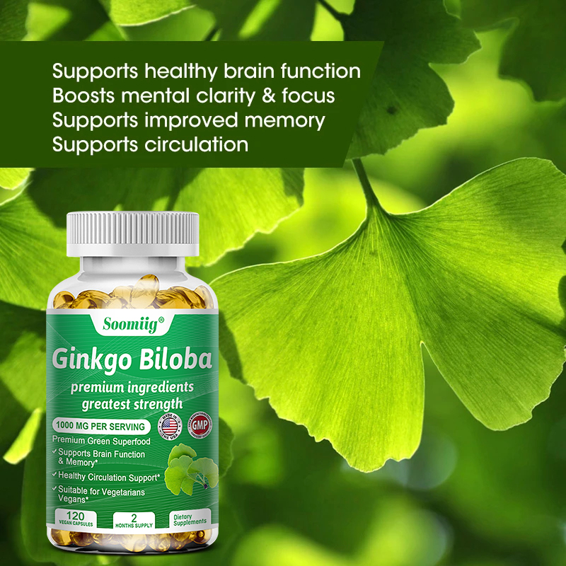 Ginkgo Biloba Extract - แคปซูลแปะก๊วยบิโลบา - อาหารเสริมสมองเพื่อความจําและโฟกัส - อาหารเสริมแปะก๊วยบิโลบาเพื่อสายตาที่ดี