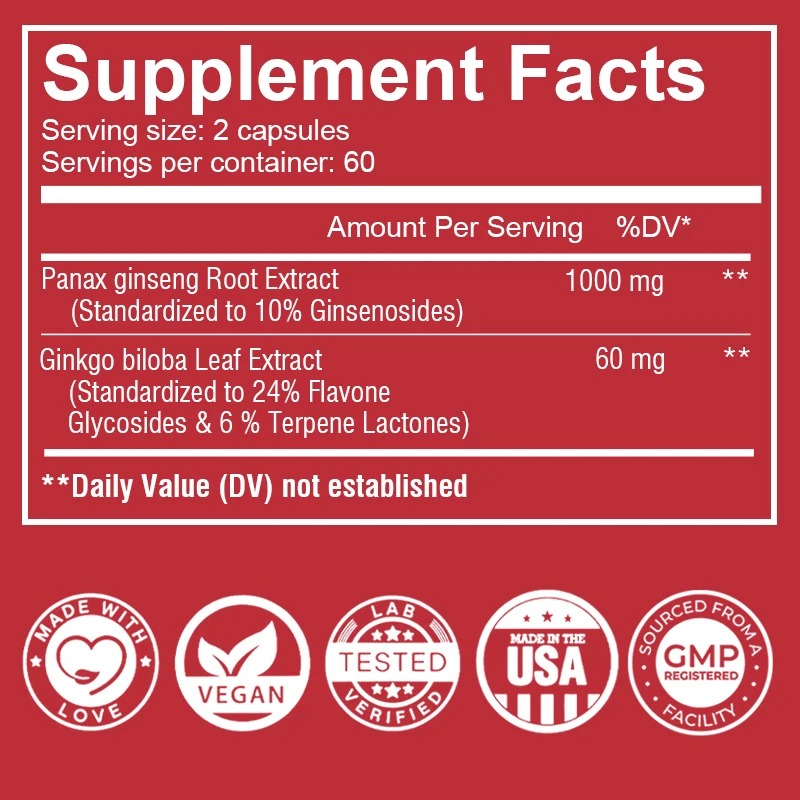 แคปซูลโสมแดงเกาหลีวีแกนผสมแปะก - Ginkgo Biloba Extract บทวิจารณ์และราคา